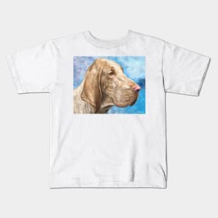 Bloodhound Painting on Light Blue Background Kids T-Shirt